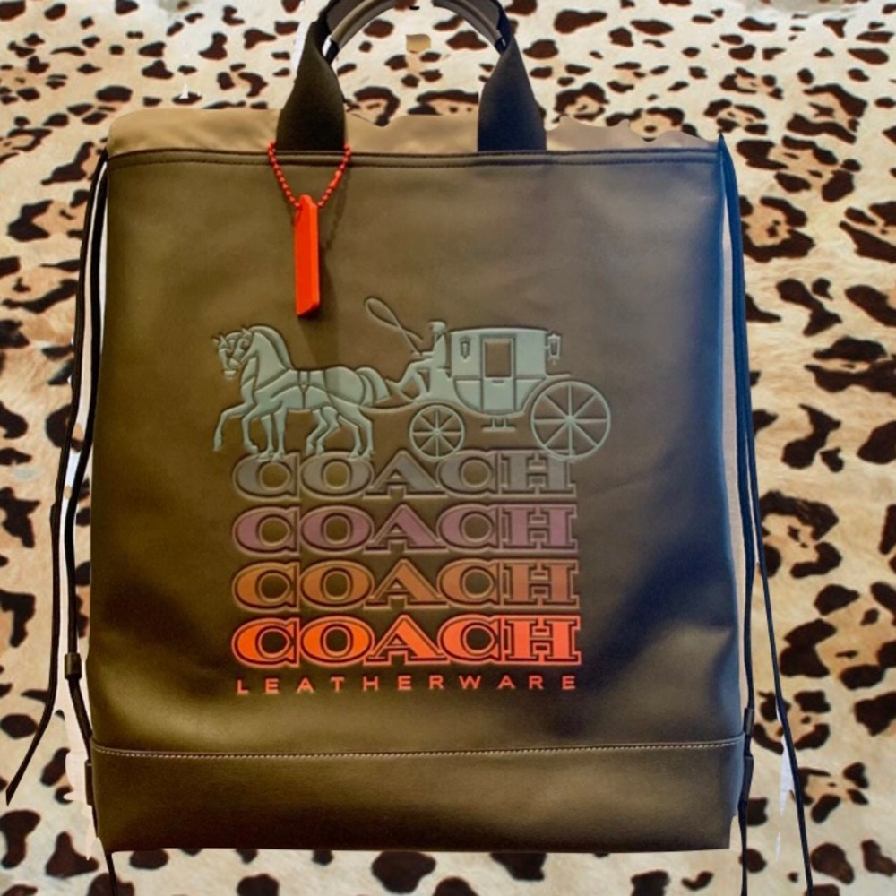 Coach terrain leather drawstring bag